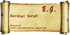 Berényi Gergő névjegykártya