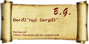 Berényi Gergő névjegykártya